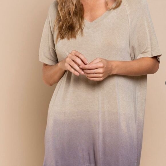 𝅺ombre hand dip die raglan short sleeve Tunic / Top - Picture 5 of 9